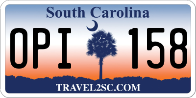 SC license plate OPI158
