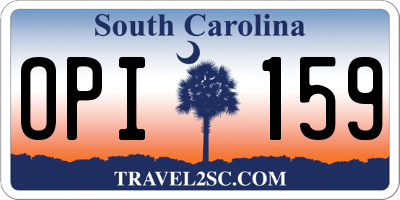 SC license plate OPI159