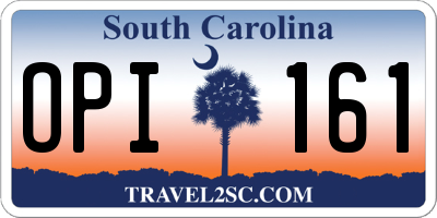 SC license plate OPI161