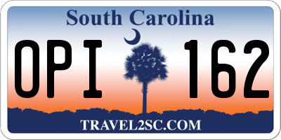 SC license plate OPI162
