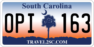 SC license plate OPI163