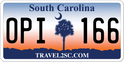 SC license plate OPI166