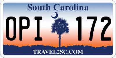 SC license plate OPI172
