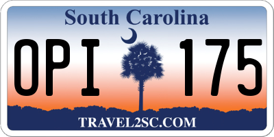 SC license plate OPI175