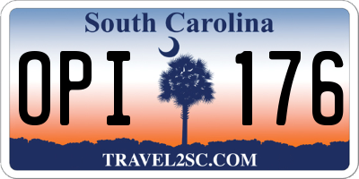 SC license plate OPI176
