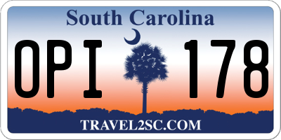 SC license plate OPI178
