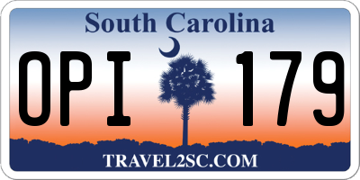 SC license plate OPI179