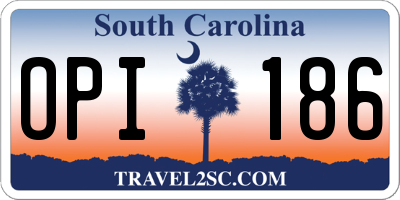 SC license plate OPI186