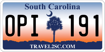 SC license plate OPI191