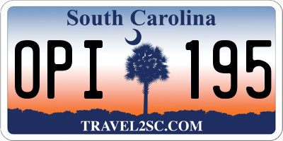 SC license plate OPI195