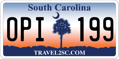 SC license plate OPI199