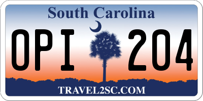 SC license plate OPI204