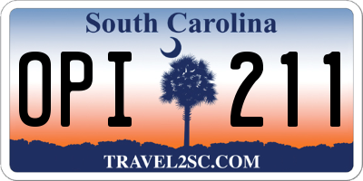 SC license plate OPI211