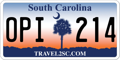 SC license plate OPI214