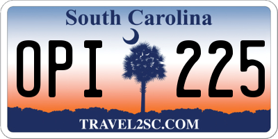 SC license plate OPI225