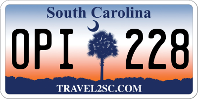 SC license plate OPI228