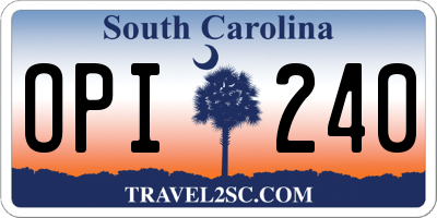 SC license plate OPI240