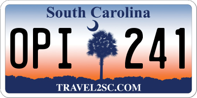 SC license plate OPI241