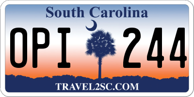 SC license plate OPI244
