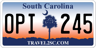 SC license plate OPI245