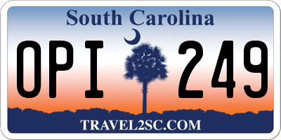 SC license plate OPI249