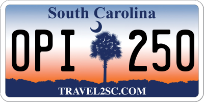 SC license plate OPI250