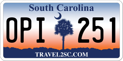 SC license plate OPI251