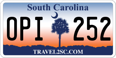 SC license plate OPI252