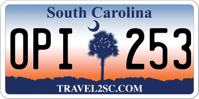 SC license plate OPI253