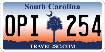 SC license plate OPI254