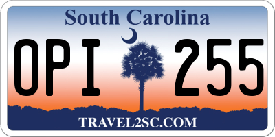 SC license plate OPI255