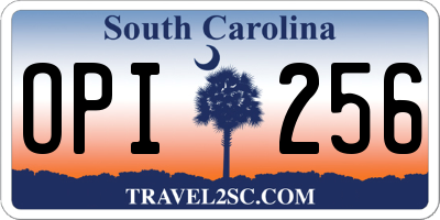 SC license plate OPI256