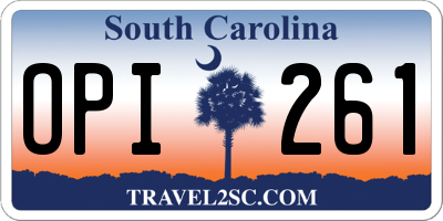 SC license plate OPI261