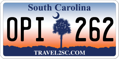SC license plate OPI262