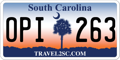 SC license plate OPI263