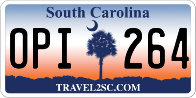 SC license plate OPI264