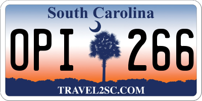 SC license plate OPI266