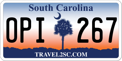 SC license plate OPI267