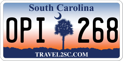 SC license plate OPI268
