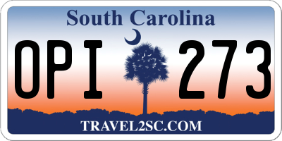 SC license plate OPI273