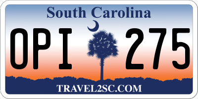 SC license plate OPI275
