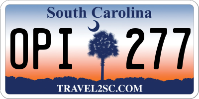 SC license plate OPI277