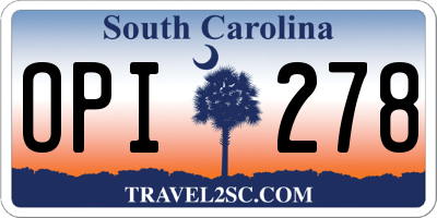 SC license plate OPI278