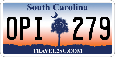 SC license plate OPI279