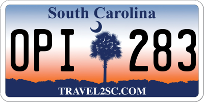 SC license plate OPI283