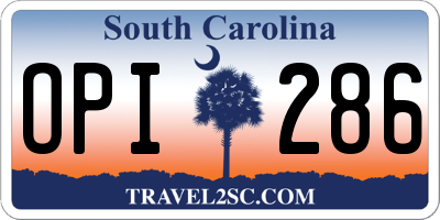 SC license plate OPI286