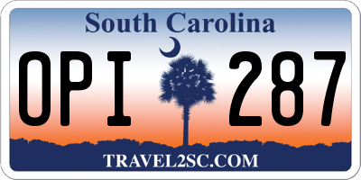 SC license plate OPI287