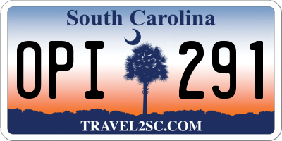 SC license plate OPI291