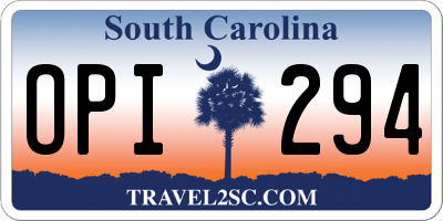 SC license plate OPI294