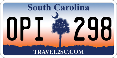 SC license plate OPI298